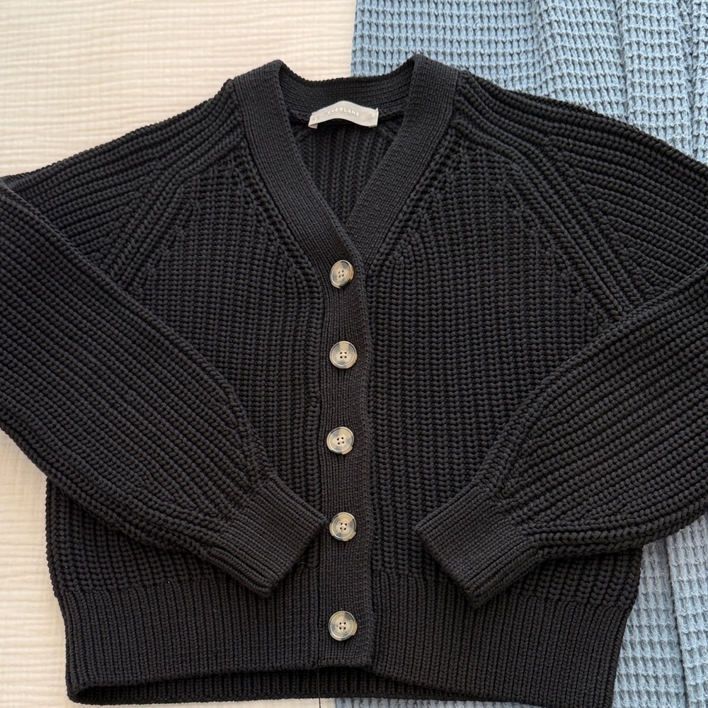 Everlane Chunky Knit V-Neck Button Cardigan Sweater